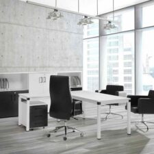 Mobilier bureau CUBE à Valbonne avec pieds carrés chromés, plusieurs coloris disponibles