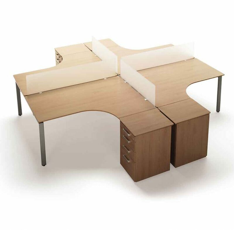 Mobilier de bureau ROS à Monaco avec pieds aluminium en U, disponible en plusieurs formes et dimensions