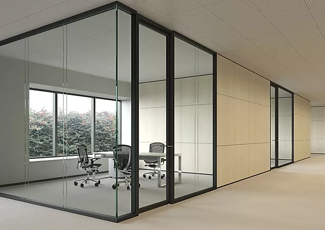 Cloison de bureau KB pleine ou vitrée avec options acoustiques PACA