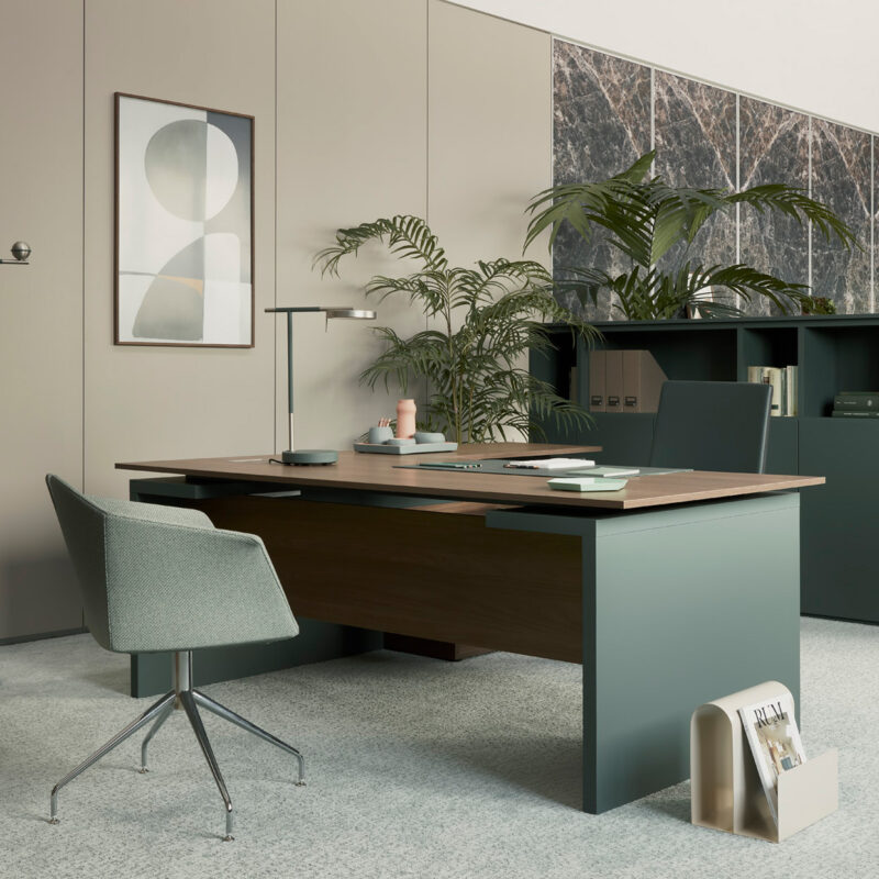 Mobilier bureau sol, pieds et panneaux de couleur unie ou bicolore assortis pour un aménagement moderne et personnalisé, disponible à Nice, Monaco et région PACA."