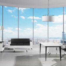 Mobilier de bureau épuré à Grasse – Pieds coniques assortis au plateau pour un design moderne et minimaliste