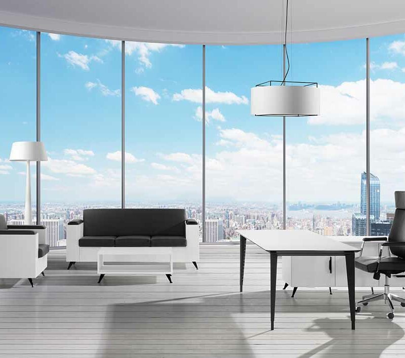 Mobilier de bureau épuré à Grasse – Pieds coniques assortis au plateau pour un design moderne et minimaliste