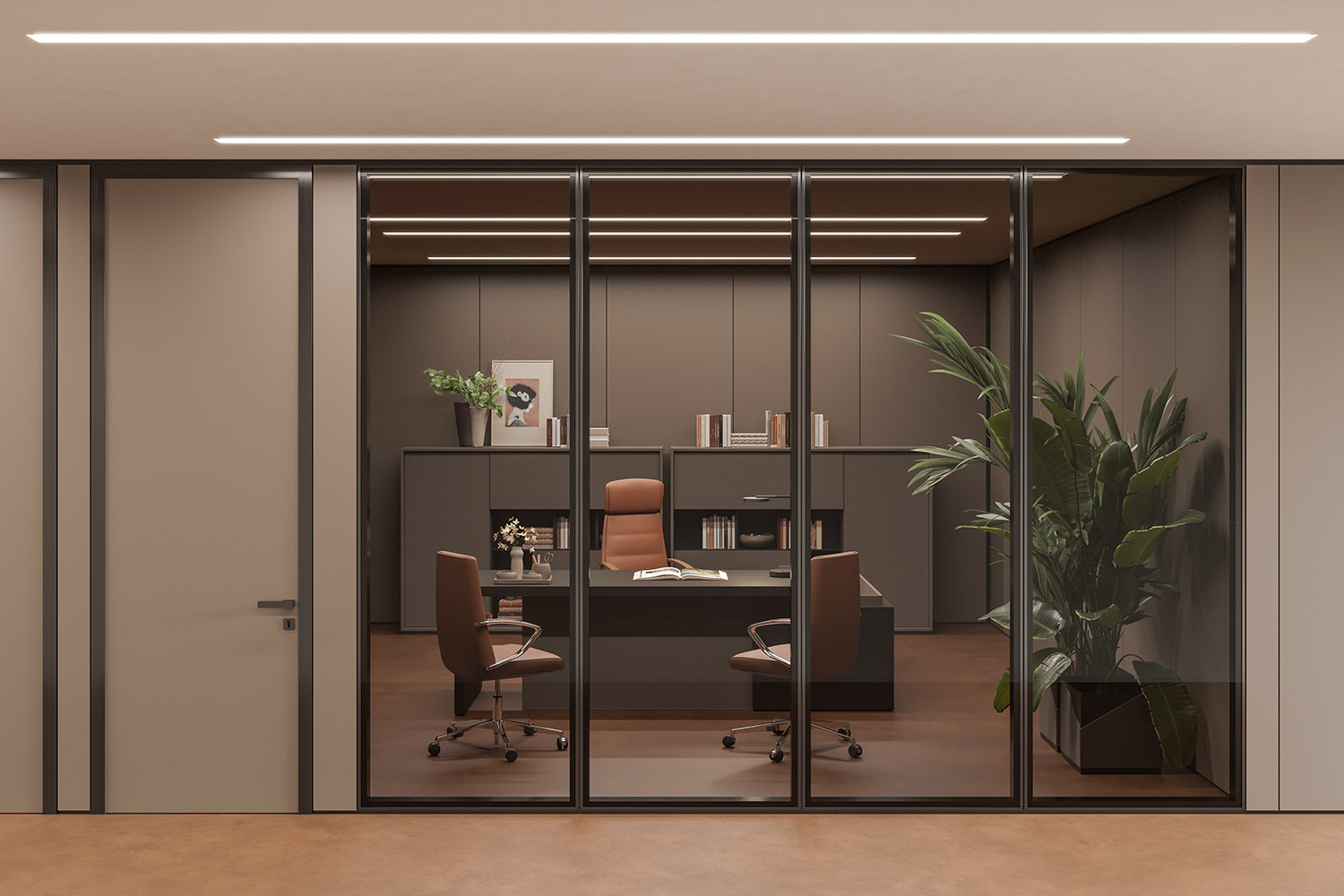 Aménagement mobilier bureau EVA - Cloison tout hauteur semi-vitrée pour créer des espaces modernes et lumineux, disponible à Menton, Monaco et région PACA.