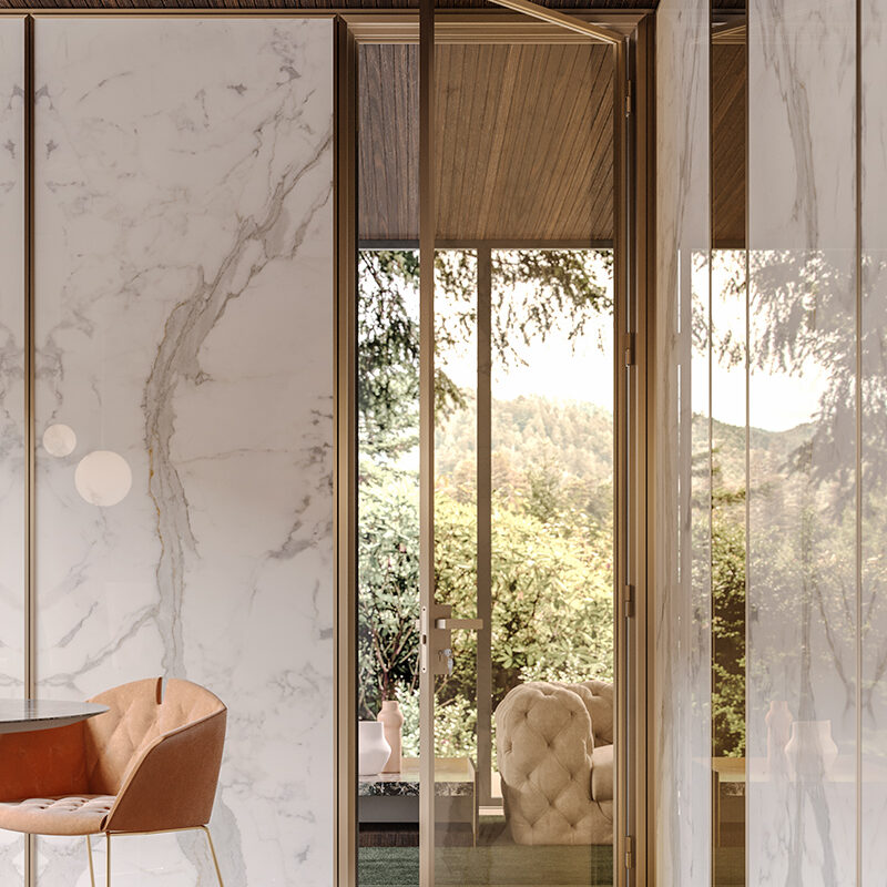 Cloisons toute hauteur avec finition marbre à Monaco– Design élégant pour bureaux haut de gamme