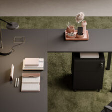 Mobilier de bureau DIE à Carros – Design avec pieds assortis aux plateaux, personnalisable et moderne