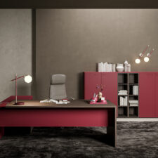 Bureau direction ENT à Menton, piétement panneau bicolore, plateau assorti, petit prix