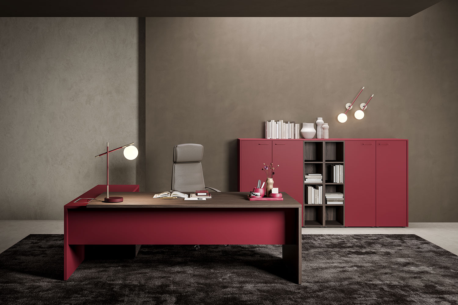 Bureau direction ENT à Menton, piétement panneau bicolore, plateau assorti, petit prix