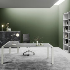Bureau direction MIXED à Valbonne avec plateau en verre effet marbre et structure design