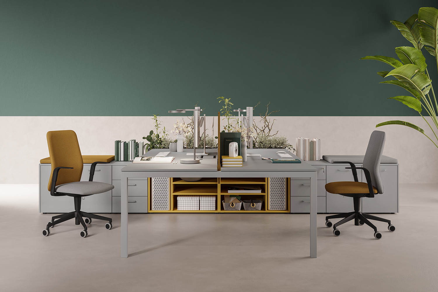 Mobilier Bureau ALAMO avec pieds métal droit assortis au plateau. Personnalisation des couleurs disponible, mobilier de bureau moderne pour Villeneuve Loubet.