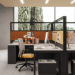 Mobilier Bureau ARP avec pieds métal droit assortis au plateau. Personnalisation des couleurs disponible, mobilier de bureau moderne à Fréjus.