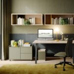 Mobilier Bureau BALTIMORE avec pieds métal droit assortis au plateau. Personnalisation des couleurs disponible, mobilier de bureau moderne pour Le Cannet.