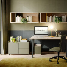 Mobilier de bureau BALTIMORE à Le Cannet – bureau design personnalisable avec pieds métal, compatible avec mobilier direction, cloison, fauteuil et rayonnage