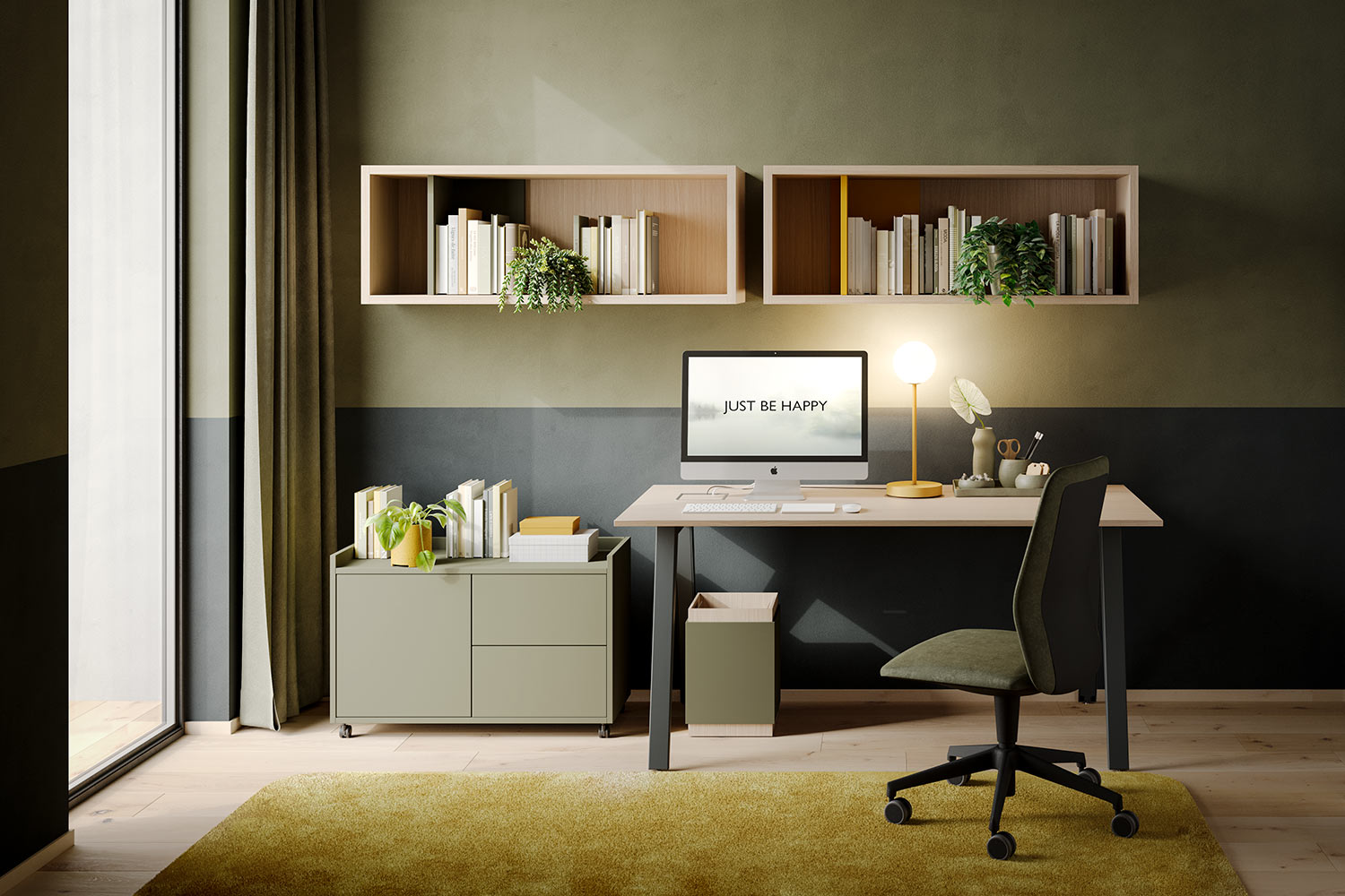 Mobilier Bureau BALTIMORE avec pieds métal droit assortis au plateau. Personnalisation des couleurs disponible, mobilier de bureau moderne pour Le Cannet.
