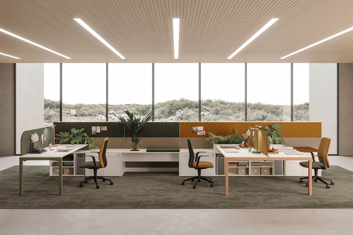 Mobilier Bureau MENDOZA avec pieds métal droit assortis au plateau. Personnalisation des couleurs disponible, mobilier de bureau moderne pour Mandelieu.