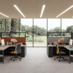 Mobilier Bureau VALENCE avec pieds métal droit assortis au plateau. Personnalisation des couleurs disponible, mobilier de bureau moderne à Auribeau sur Siagne.