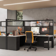 Mobilier de bureau VENISE à Sophia Antipolis – bureau design avec pieds métal assortis et plateau personnalisable