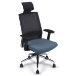 Fauteuil de bureau CRE B à Carros, synchrone avec têtière, soutien lombaire et base aluminium