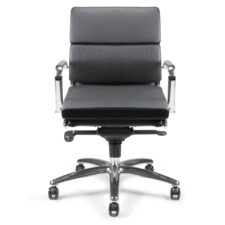 Fauteuil de bureau ÉLAN à Nice – siège ergonomique en tissu noir avec accoudoirs et base aluminium design
