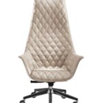 Fauteuil de bureau KIM à Beaulieu, design tissu avec accoudoirs intégrés et base chromée