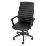 Fauteuil de bureau YANN à Menton, tissu PU noir, mécanisme basculant, accoudoirs fixes