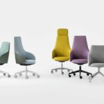 Fauteuil direction KONT à Monaco avec dossier haut en cuir vert et base chromée