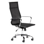 Fauteuil de bureau CITUS à Nice en résille noire, accoudoirs aluminium, base chromée