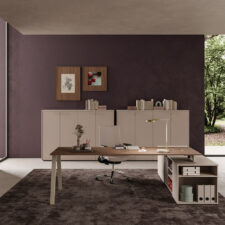 Mobilier de bureau Lisa à Valbonne – bureau direction design avec piétement métal et retour intégré