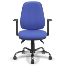 Siège de bureau asynchrone à Nice – réglages ergonomiques indépendants, dossier réglable et base chromée sur roulettes