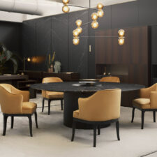 Table de réunion SL à Nice – plateau bois design avec pieds centraux pour bureaux direction et espaces collaboratifs
