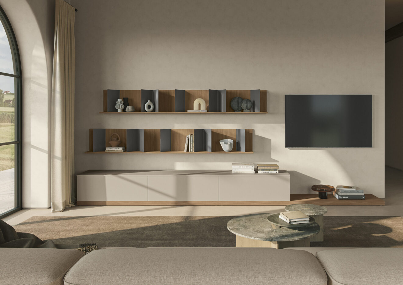 Meuble de séjour ROB à Cannes – canapé, meuble TV, table basse, buffet