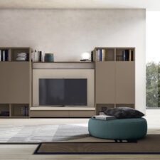 Bibliothèque séjour à Cannes avec dressing de chambre, canapé, meuble TV, chaise et table séjour